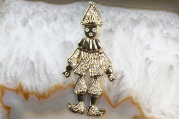 Anhänger Clown Harlekin Hampelmann Brillanten Gold  585 