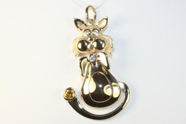 Anhänger Katze Brillanten Gelbgold 585 