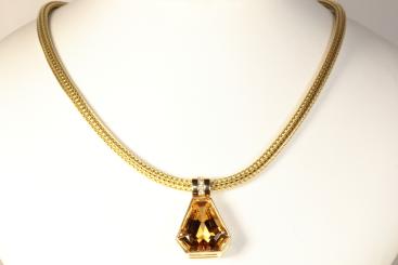 Anhänger Citrin Brillanten & Kette Gold 585 