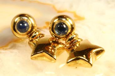 Stern Ohrhänger Saphir Gold 750 
