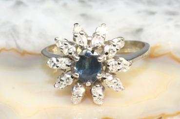 Saphir Ring Diamanten ca. 0,34  ct.  Gelbgold 585 
