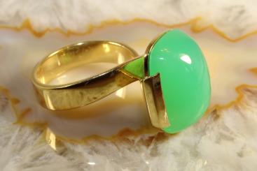 Chrysopras Ring Gelbgold 750 