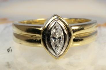 Diamant Ring Navette Schliff  Gold 585  Kr+ 