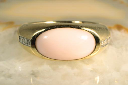 Ring Rosa Andenopal  Diamanten Gold 585 